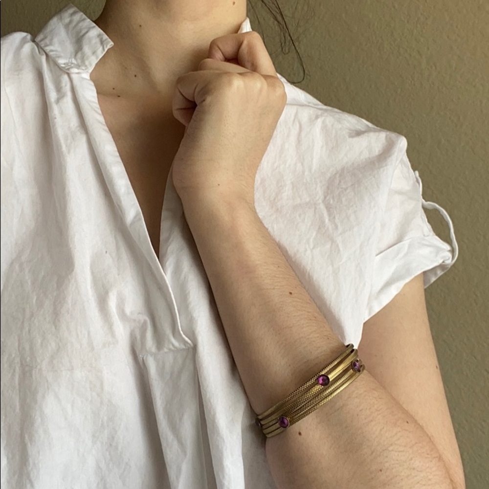 Gold Bangles with Purple Accent Gemstones 💜
